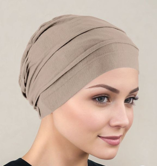 Turban Plus Bamboo Pleated Cap Champagne Beige
