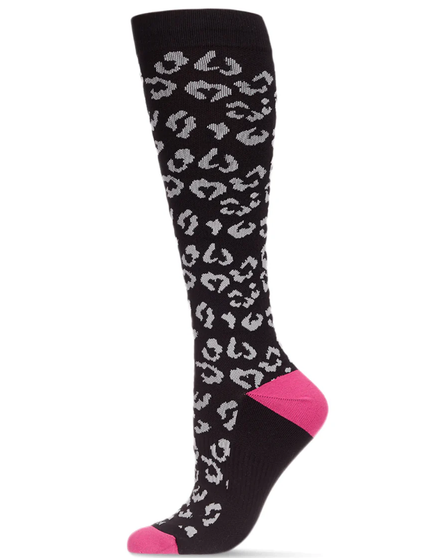 MeMoi Women's Leopard Nylon 15-20mmHg Graduated Compression Socks