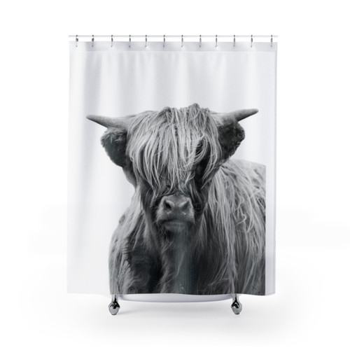 Highland Cow Shower Curtain - Rustic Bathroom Decor