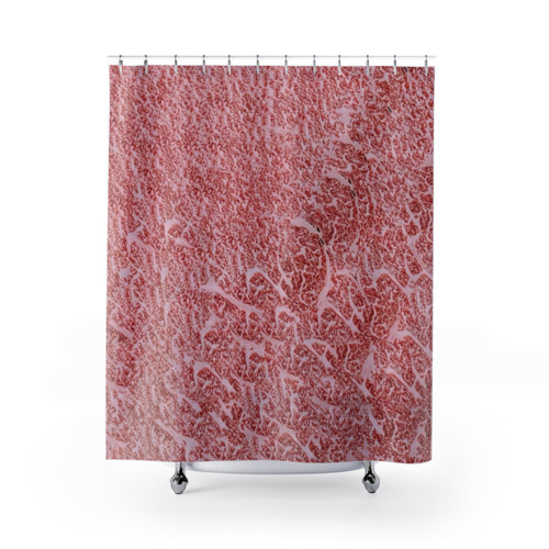 Wagyu A5 Kobe Beef Steak Texture Shower Curtains