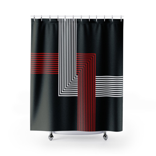 Connected Shower Curtains with Geometric Art Design