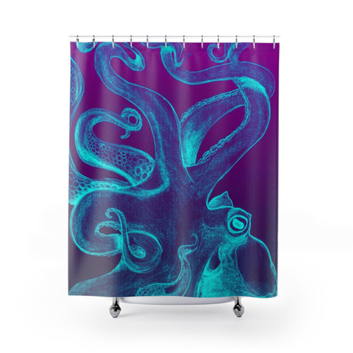 Vibrant Octopus Print Shower Curtain