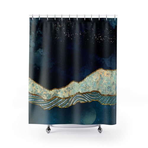 Indigo Sky Shower Curtains - Coastal Nature Inspired Design