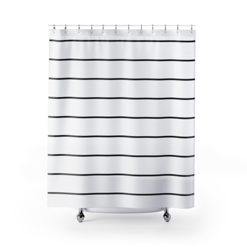 Minimalist Striped Shower Curtains with Skinny Stripe Design