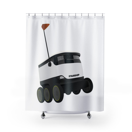 Cute Robot Shower Curtains with Little Starship Robot Design