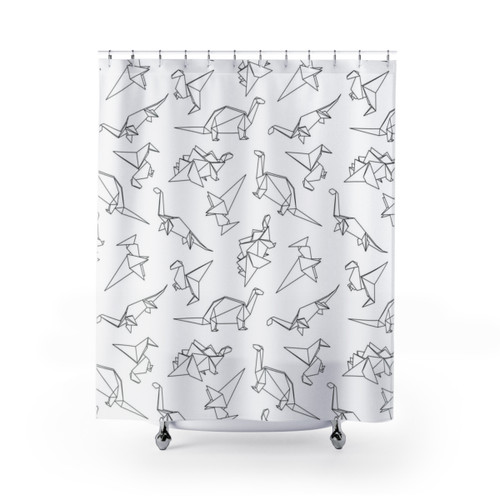 Geometric Dinosaur Origami Shower Curtains
