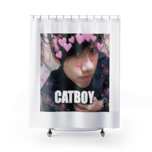 Catboy Quackity Themed Shower Curtain