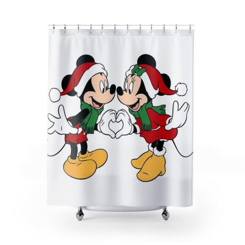 Mickey and Minnie Mouse Christmas Shower Curtains