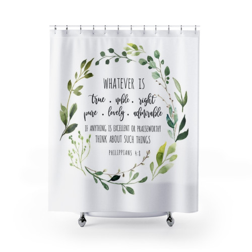 Philippians 4:8 Bible Verse Shower Curtains