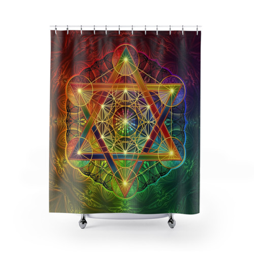 Metatron's Cube Shower Curtain with Flower of Life Design