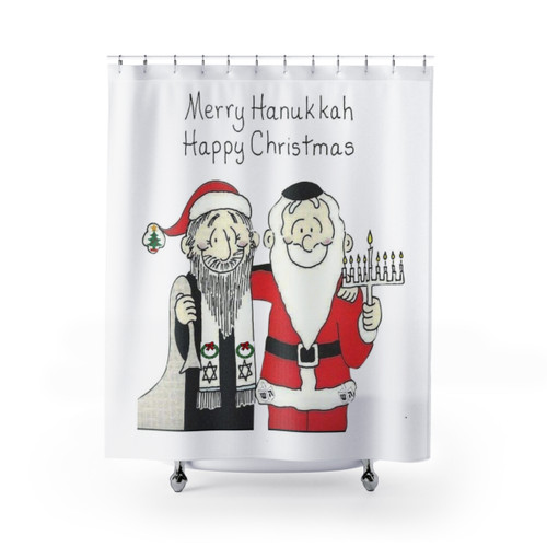 Interfaith Hanukkah and Christmas Shower Curtains