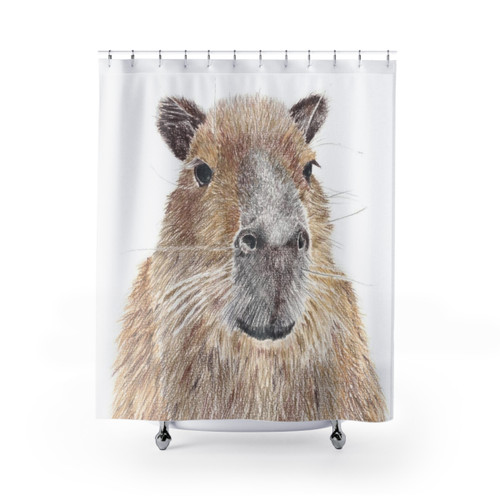 Capybara Shower Curtain with Unique Animal Portrait