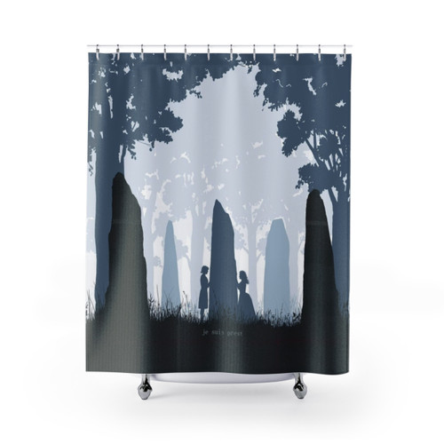 Outlander Je Suis Prest Shower Curtains