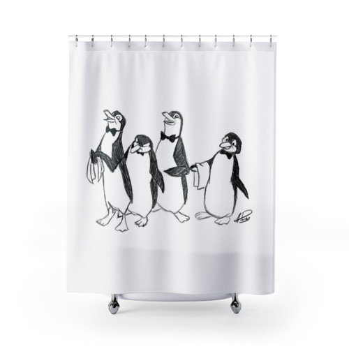 Penguins from Mary Poppins Sketch Shower Curtains