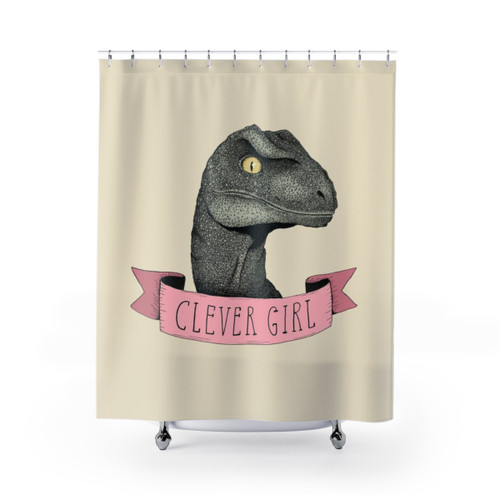 Clever Girl Dinosaur Shower Curtain