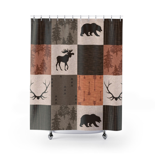 Rustic Woodland Patchwork Shower Curtain