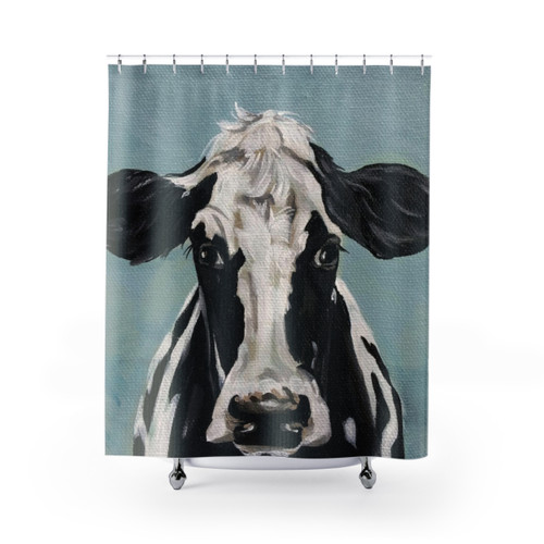 Black and White Cow Painting Shower Curtains