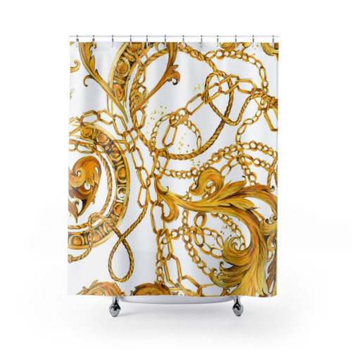 Luxury gold chain pattern shower curtain