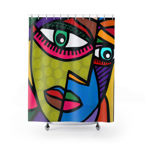 Funky Abstract Art Face Shower Curtains