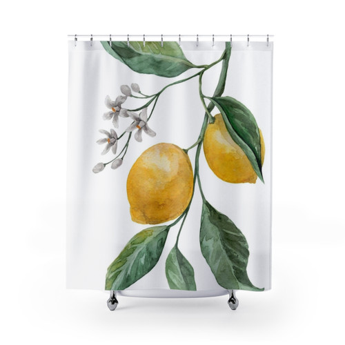 Watercolor Lemon Branch Shower Curtain