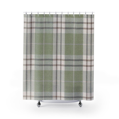Sage Green Plaid Shower Curtains for Bathroom Decor
