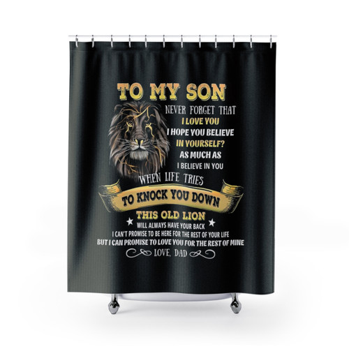 Personalized shower curtain for son from dad