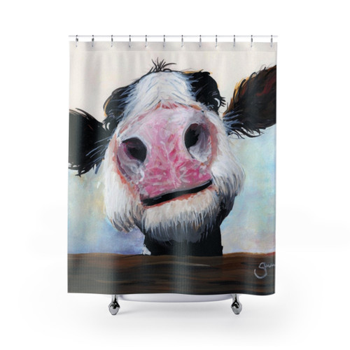 Nosey Cow Shower Curtain by Shirley MacArthur
