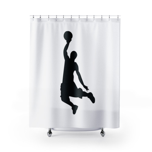 Basketball Player Shower Curtain with Slam Dunk Design