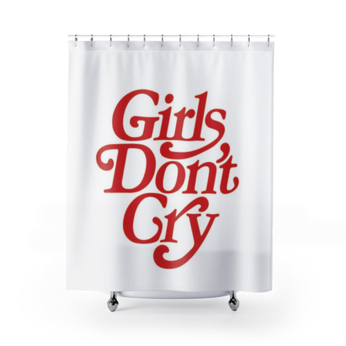Girls Don't Cry Shower Curtain with Inspirational Feminist Quote