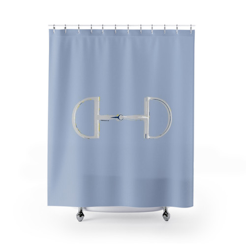 Equestrian Snaffle Bit Shower Curtains in Dove Gray and Silver