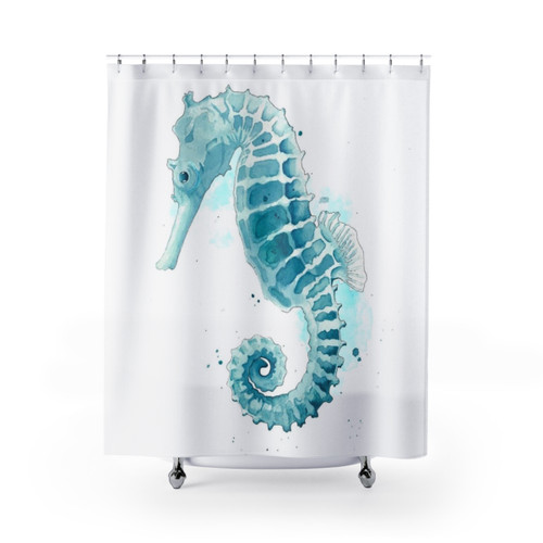 Watercolor Seahorse Shower Curtain