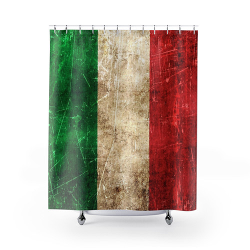 Vintage Aged and Scratched Italian Flag Shower Curtains