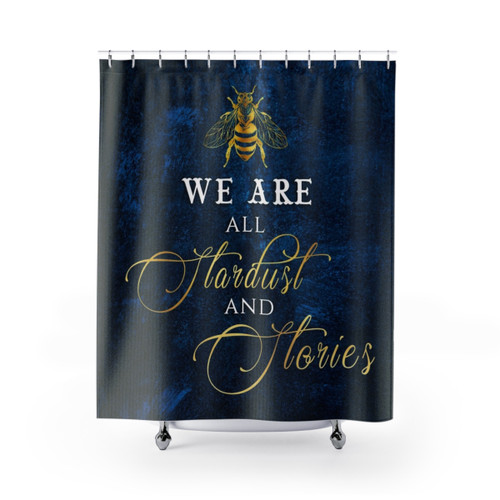 Stardust and Stories Shower Curtain with Magical Bookish Design