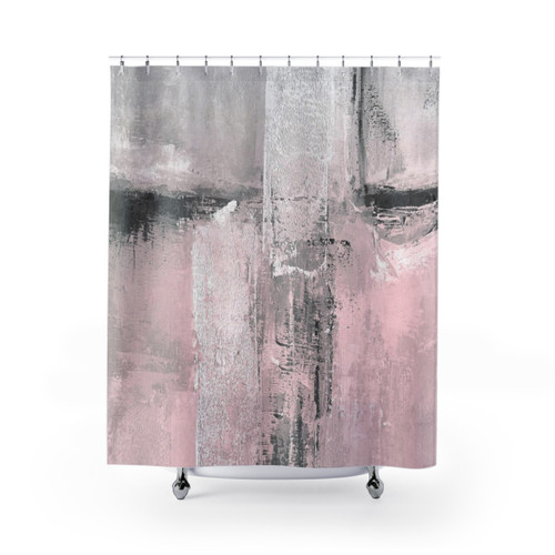 Blush Abstract Shower Curtains for Modern Bathroom Decor