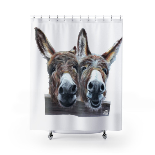 Donkeys Shower Curtains - Pastel Animal Art