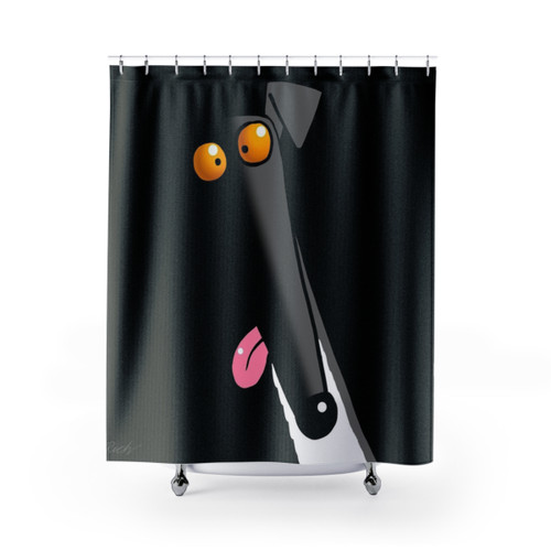 Derp in the Dark Greyhound Shower Curtain