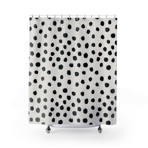 Preppy Minimal Shower Curtains with Polka Dots Design