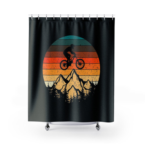 Vintage Mountainbike Downhill Shower Curtains