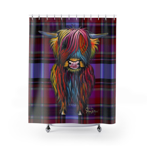 Highland Cow Tartan Shower Curtain