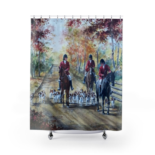 Autumn Hounds and Horses Shower Curtain