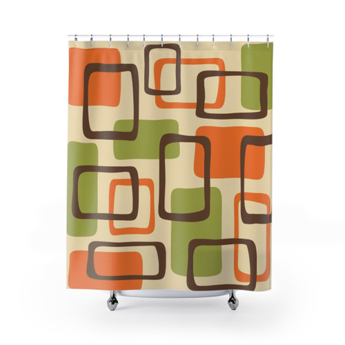 Mid Century Modern Abstract Squares Shower Curtain