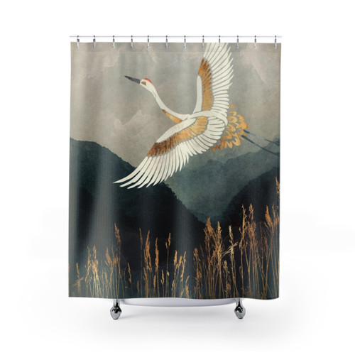 Elegant Flight Shower Curtains - Watercolor Bird Design