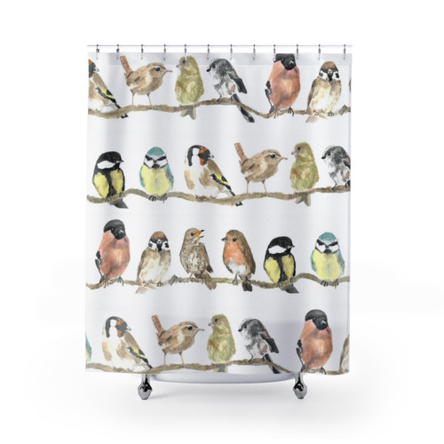 Garden birds shower curtain