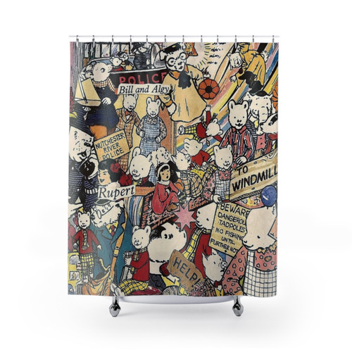 Rupert Bear Vintage Cartoon Character Shower Curtain