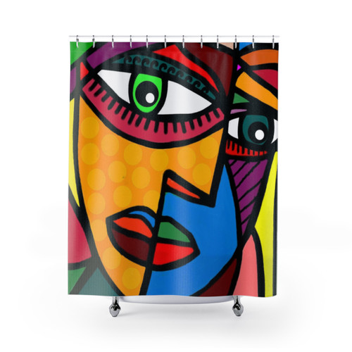 Funky Abstract Face Shower Curtain