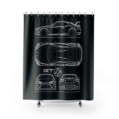 Toyota GT86 Blueprint Shower Curtains