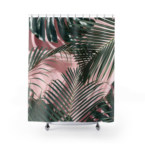 Tropical leaves shower curtain