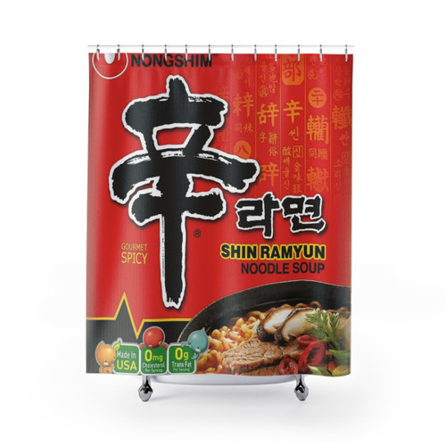 Spicy Nongshim Shin Ramyun Ramen Inspired Shower Curtain