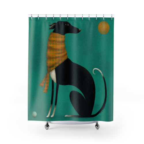Black Greyhound Dog Shower Curtain