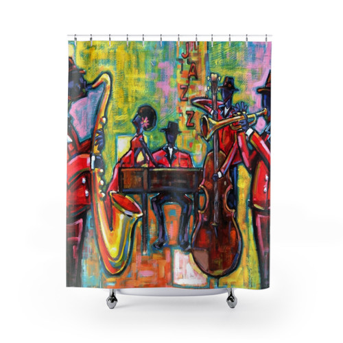 Jazz Band Themed Shower Curtain
